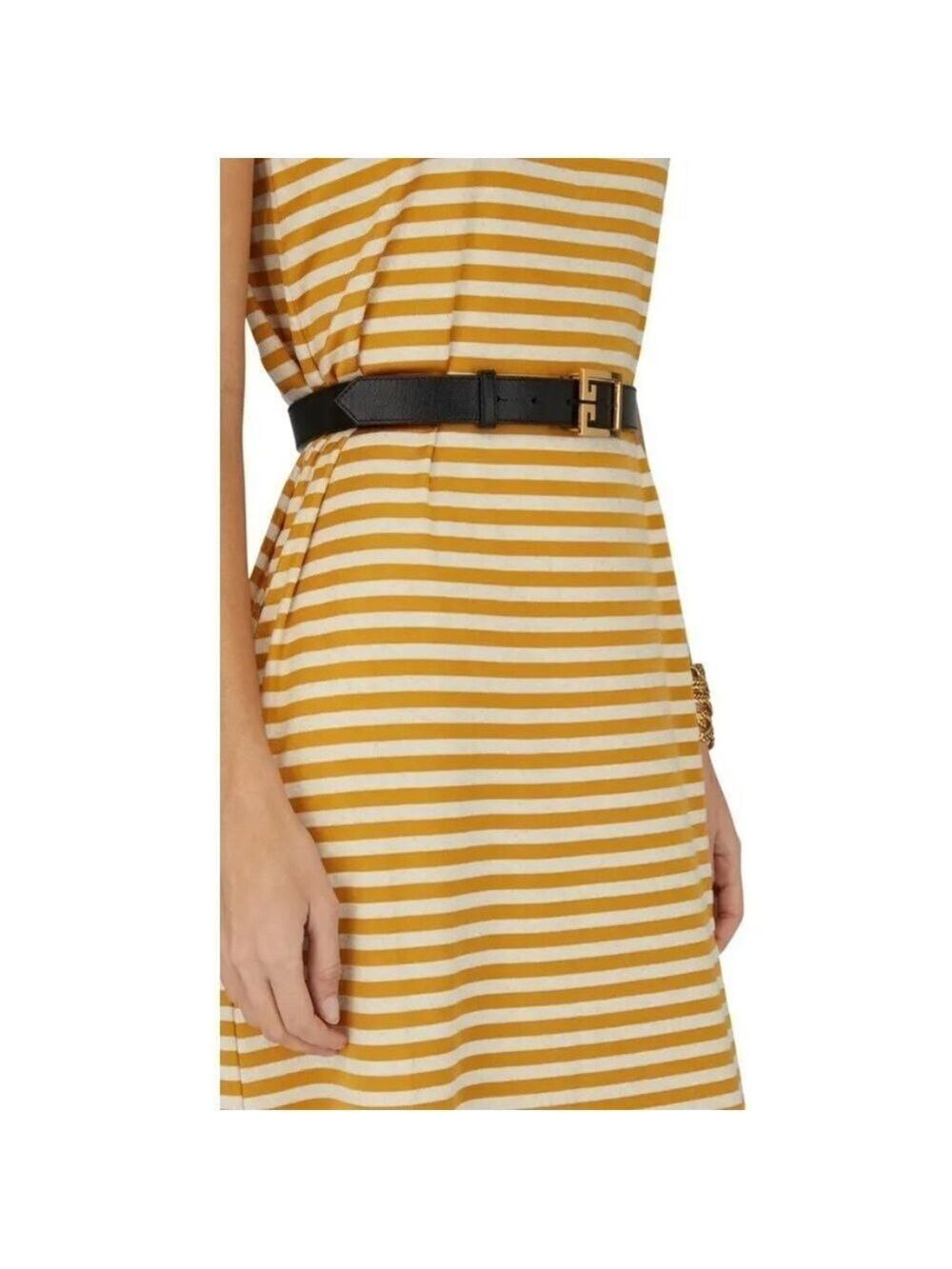 MaxMara Leisure Cina Striped Sleeveless Jersey Maxi Dress in Ochre / Mustard - Picture 3 of 15